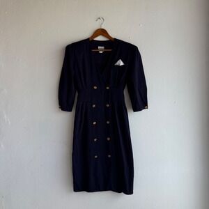 Vintage REO Originals‎ Navy Double Breasted Dress Womens Size 6 USA Union Made